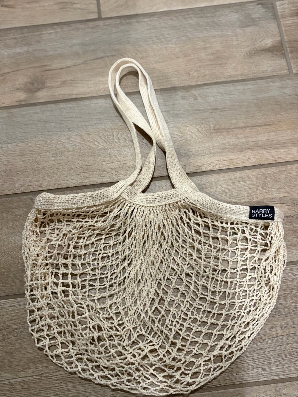 Harry Styles mesh tote bag beige